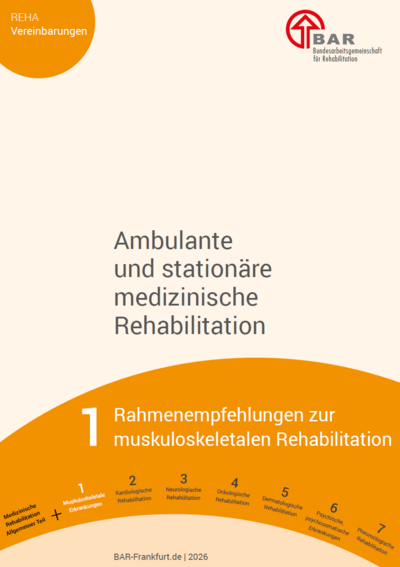 Produktfoto: Rahmenempfehlungen zur muskuloskeletalen Rehabilitation - Ambulante und stationäre medizinische Rehabilitation