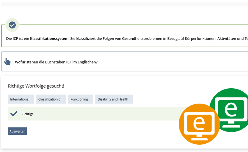 Das Foto zeigt einen Screenshot aus einem E-Learning-Kurs der BAR e.V.