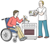 Behinderten gerechtes Kochen ©Lebenshilfe für Menschen mit geistiger Behinderung Bremen e. V., Illustrator Stefan Albers, Atelier Fleetinsel, 2013 Behinderten gerechtes Kochen