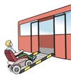 Gebäude mit Rollstuhlrampe ©Lebenshilfe für Menschen mit geistiger Behinderung Bremen e. V., Illustrator Stefan Albers, Atelier Fleetinsel, 2013 Gebäude mit Rollstuhlrampe