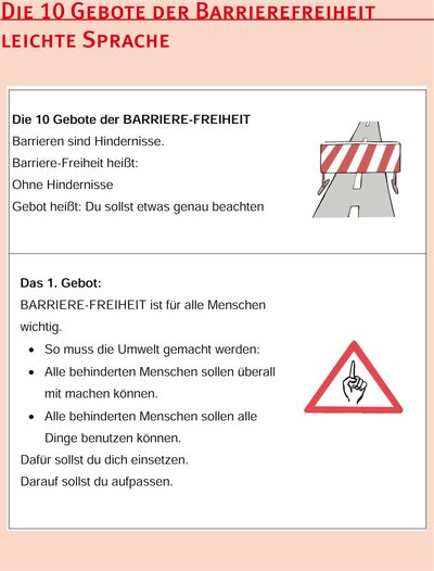 Abb. 2: 10 Gebote der Barrierefreiheit in leichter Sprache Abb. 2: 10 Gebote der Barrierefreiheit in leichter Sprache
