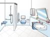 Badezimmer ©Lebenshilfe für Menschen mit geistiger Behinderung Bremen e. V., Illustrator Stefan Albers, Atelier Fleetinsel, 2013 Badezimmer